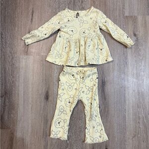Disney Yellow Winnie the Pooh Print Baby Matching Set